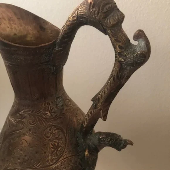 Antique Oriental Bronze Vases with animal's handles. Set of 4. Hindy. gods. - Picture 6 of 15